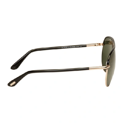 Shop Tom Ford Black Cole Aviator Sunglasses In 01jblkrsgld