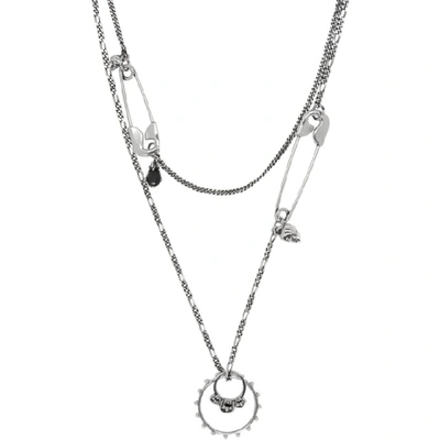 Shop Alexander Mcqueen Silver Safety Pin Necklace In 1418 0446jt