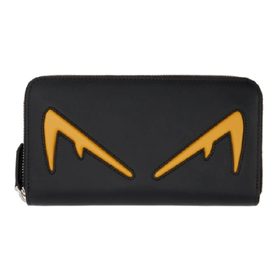 Shop Fendi Black And Yellow Bag Bugs Continental Wallet In F0r2a