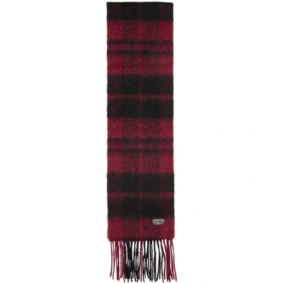 Shop Saint Laurent Red And Black Plaid Small Scarf In 6460 Rdblk