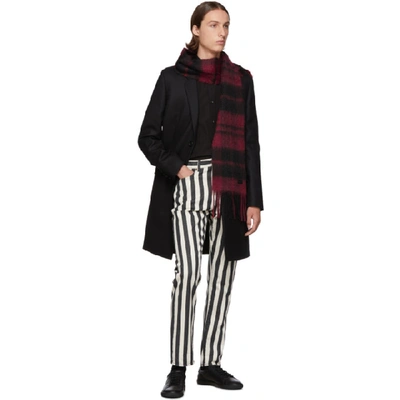 Shop Saint Laurent Red And Black Plaid Small Scarf In 6460 Rdblk