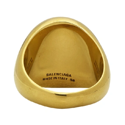 Shop Balenciaga Gold Precious Logo Ring In 0604 Antgld