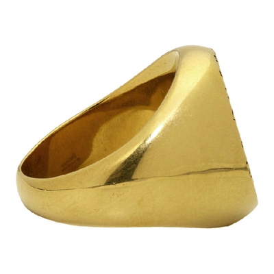 Shop Balenciaga Gold Precious Logo Ring In 0604 Antgld