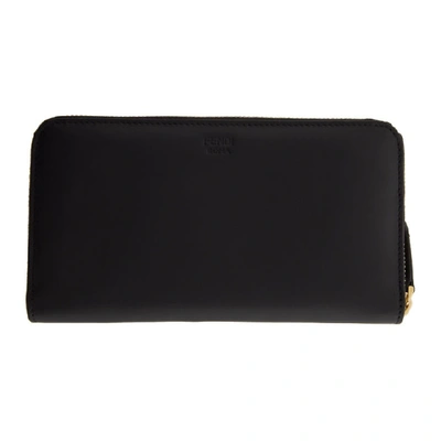 Shop Fendi Black & Gold Bag Bugs Continental Wallet