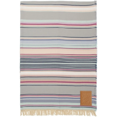 Shop Loewe Multicolor Striped Blanket In 2100white