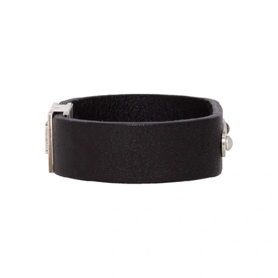 Shop Saint Laurent Black Leather Logo Bracelet In 1000 Black
