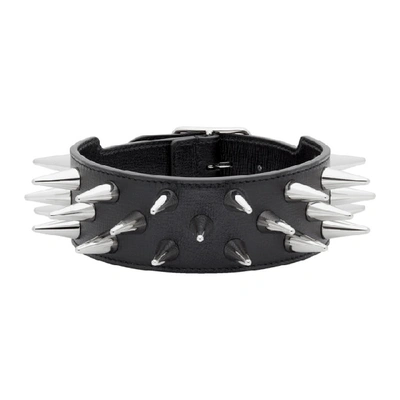 Shop Gucci Black Leather Studded Choker In 8127 Black