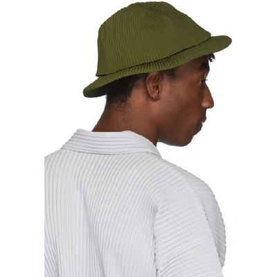 Shop Issey Miyake Homme Plisse  Khaki Pleats Bucket Hat In 65.khaki