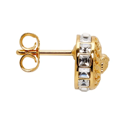 Shop Versace Gold Crystal Medusa Earrings In Dco0h Gold