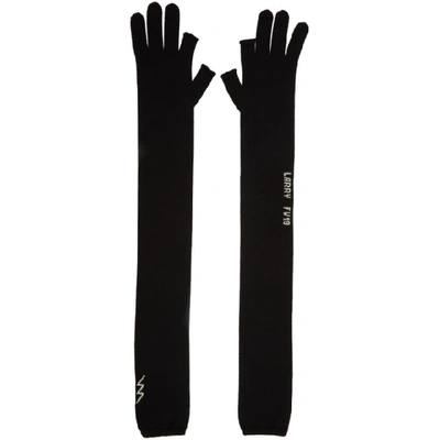 Shop Rick Owens Black Cashmere Gloves