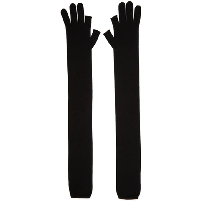 Shop Rick Owens Black Cashmere Gloves