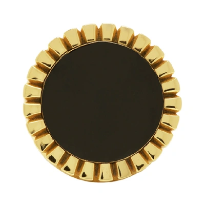 Shop Bottega Veneta Gold & Black Signet Ring