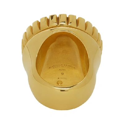 Shop Bottega Veneta Gold & Black Signet Ring