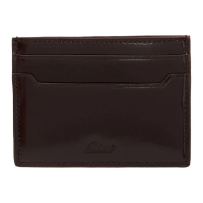 Shop Brioni Burgundy Logo Card Holder In 6000 Oxbld