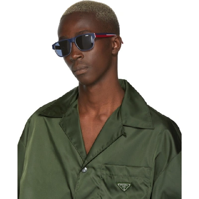Shop Dior Blue & Red Flag2 Sunglasses In 0737 Blue M