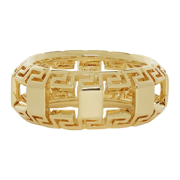 versace gold greek key ring