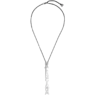 Shop Balenciaga Silver Typo Necklace In 0668 Pallad