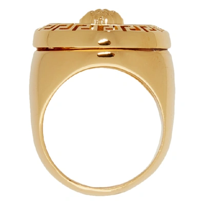 Shop Versace Gold And Black Medusa Ring In D41o Gldblk