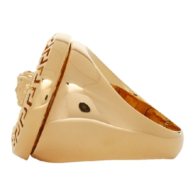 Shop Versace Gold And Black Medusa Ring In D41o Gldblk