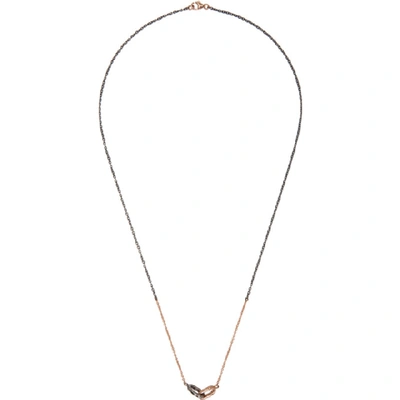 Shop Pearls Before Swine Rose Gold Double Link Pendant Necklace In Rosegoldsil