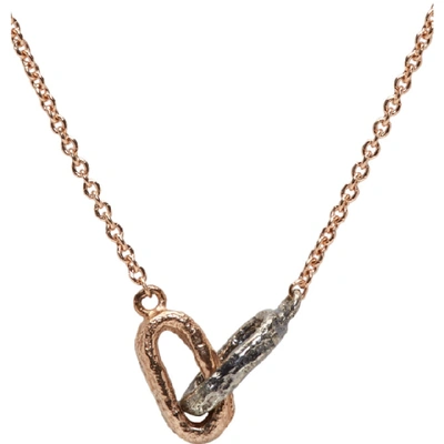 Shop Pearls Before Swine Rose Gold Double Link Pendant Necklace In Rosegoldsil