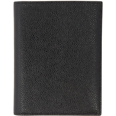 Shop Thom Browne Black Pebbled Passport Holder In 001 Black