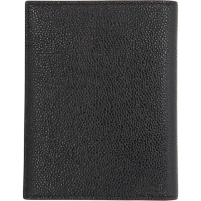 Shop Thom Browne Black Pebbled Passport Holder In 001 Black