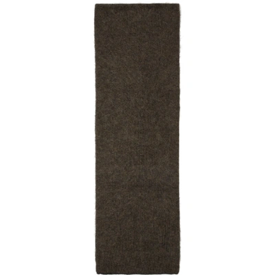 Shop Rick Owens Brown And Black Wool And Mohair Fisherman Scarf In 0904 Black