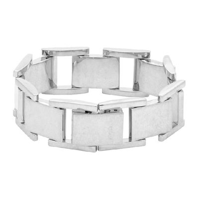 Shop Balenciaga Silver Flat Bracelet In 0668 Pallad