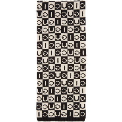 Shop Gucci Black And White Checkerboard Scarf In 1078 Black