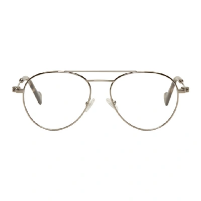 Shop Moncler Gunmetal Aviator Glasses In 008 Black