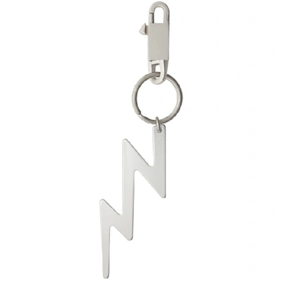 Shop Rick Owens Silver Small Thunderbolt Keychain