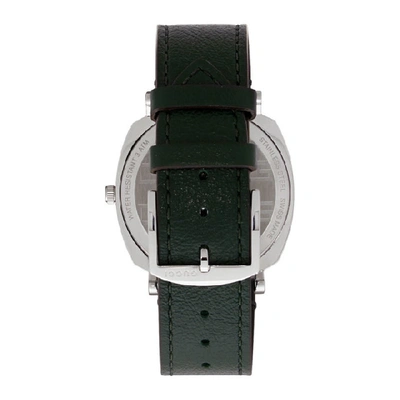 Shop Gucci Silver & Green Grip Watch In Silver/gree