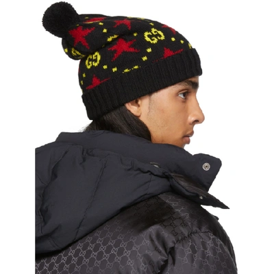 Shop Gucci Black And Yellow Wool Beanie In 1075 Blkylw