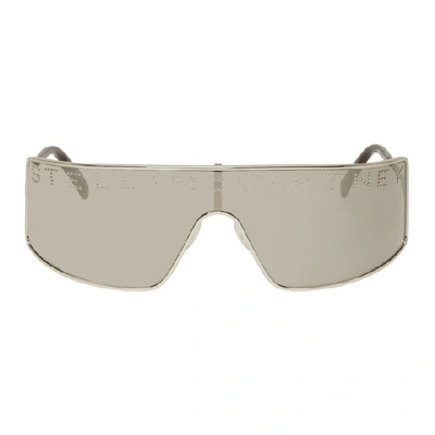 Shop Stella Mccartney Silver Logo Shield Sunglasses In 002 Silver