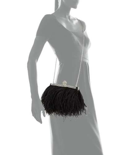 Shop Jimmy Choo Celeste Ostrich Feather Clutch Bag In Black