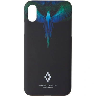 Shop Marcelo Burlon County Of Milan Black And Blue Wings Iphone X Case In 1088 Blkmul