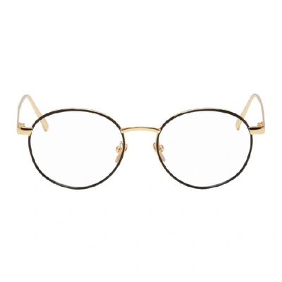 Shop Linda Farrow Luxe Gold And Black 748 C1 Oval Glasses In Ylwgldblk