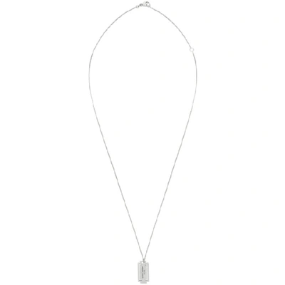 Shop Saint Laurent Silver Razor Blade Necklace In 8142 Silvox