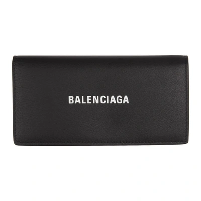Shop Balenciaga Black Everyday Kyoto Wallet In 1060 Blk/lw
