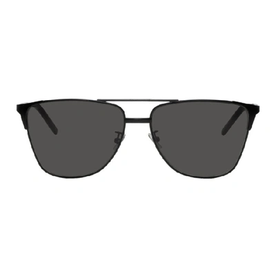 Shop Saint Laurent Black Sl 280 Sunglasses In 002 Blkgrey