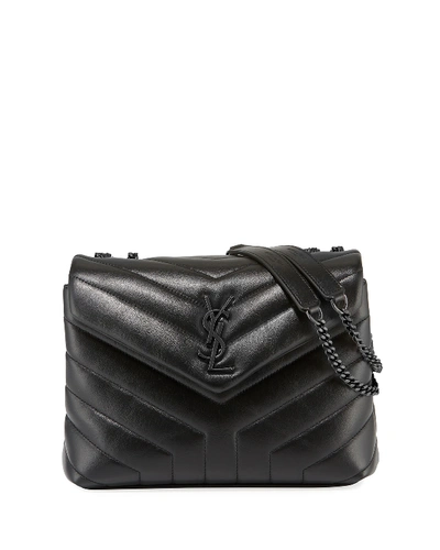 Saint Laurent Loulou Small Matelasse Calfskin Flap-Top Shoulder Bag Black