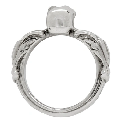 Shop Alexander Mcqueen Silver Textured Skull Ring