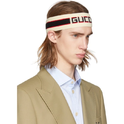 Shop Gucci Off-white Headband And Wristband Set In 9260 White