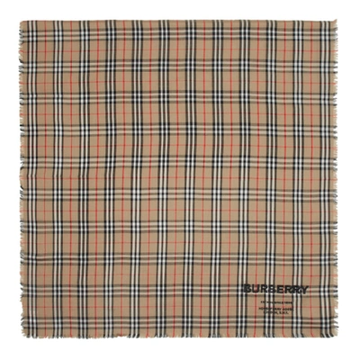 Shop Burberry Tan Cashmere Lightweight Vintage Check Scarf In Camel