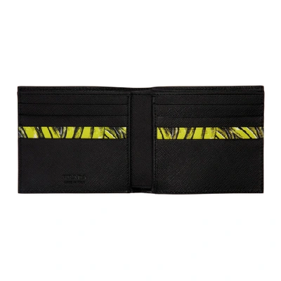 Shop Prada Black & Yellow Saffiano Banana Bifold Wallet In Black/banana Yellow