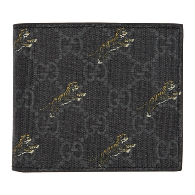 Gucci Black Men's Gg Wallet With Tiger Print | ModeSens