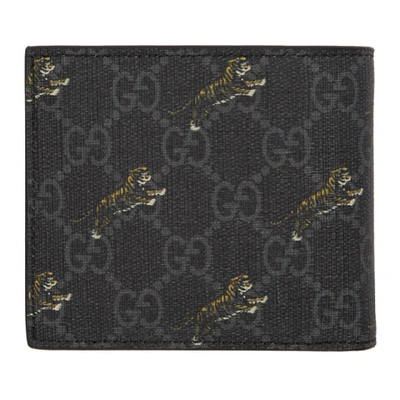 Shop Gucci Black Gg Supreme Tiger Wallet In 1087 Black