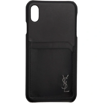 Shop Saint Laurent Black Leather Monogramme Iphone Xs Max Case In 1000 Nero