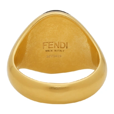 Shop Fendi Gold Karligraphy Signet Ring In F18gy Gold